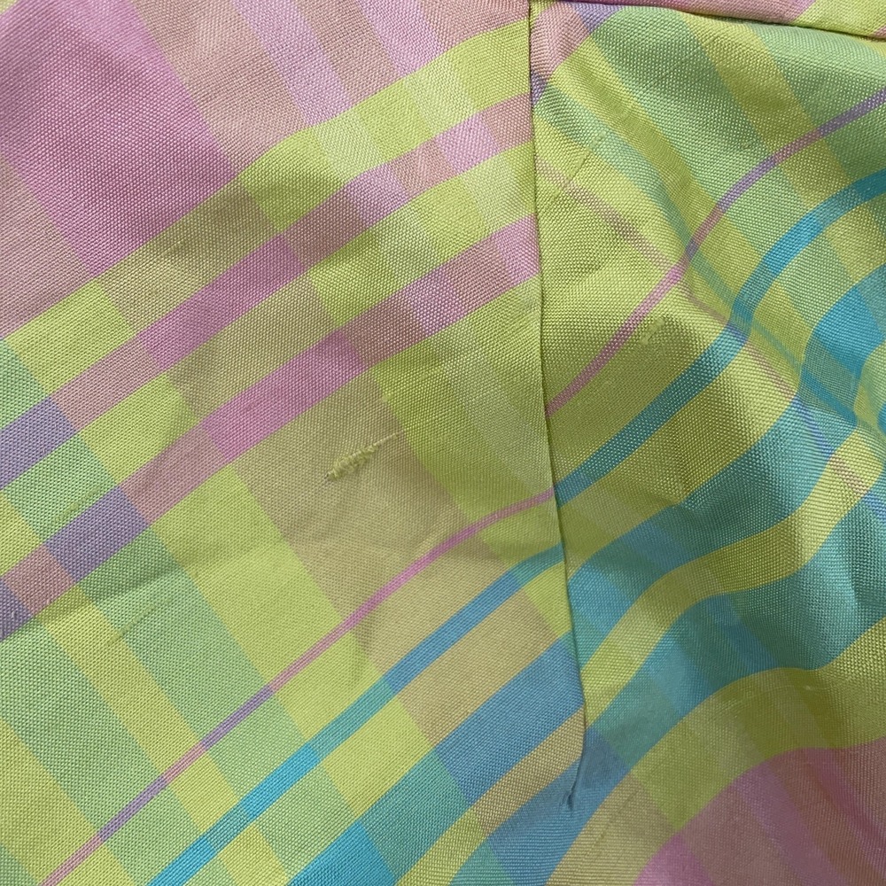 Lilly Pulitzer Silk Strapless Dress‎ Women's 8 Pastel Plaid Green Pink A-Line - Picture 5 of 9